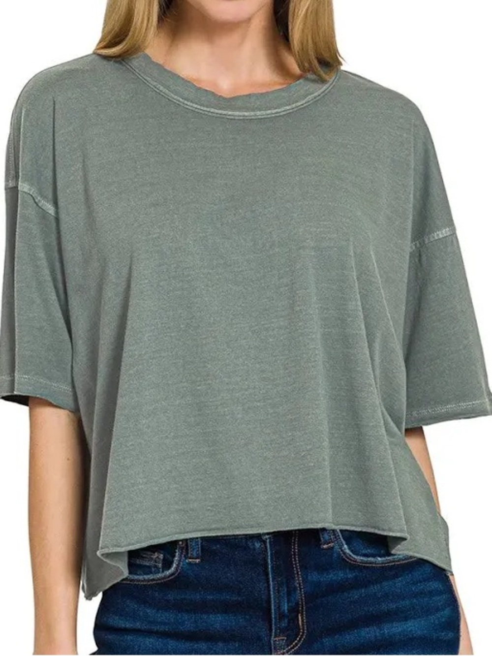 NWOT Zenana Oversized Cropped Tee Size L